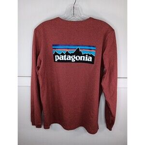 Patagonia Responsibili-Tee Long-Sleeved T-Shirt Men Medium Brick Red P-6 Logo